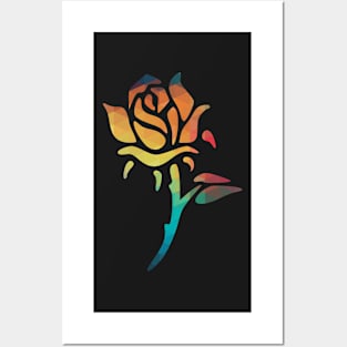 Rainbow pattern colors rose silhouette Posters and Art